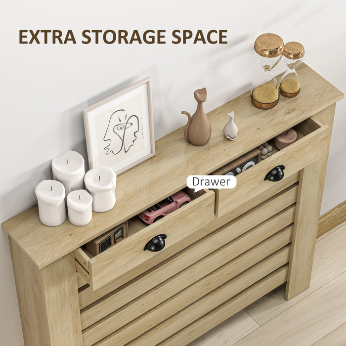 HOMCOM 95.5H x 111Wcm Radiator Cover, with Drawer - Oak