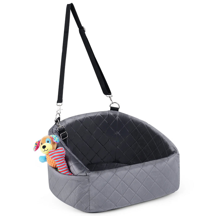 Dog Car Seat for Small Medium Pets with Safety Straps and Side Storage Pockets-
