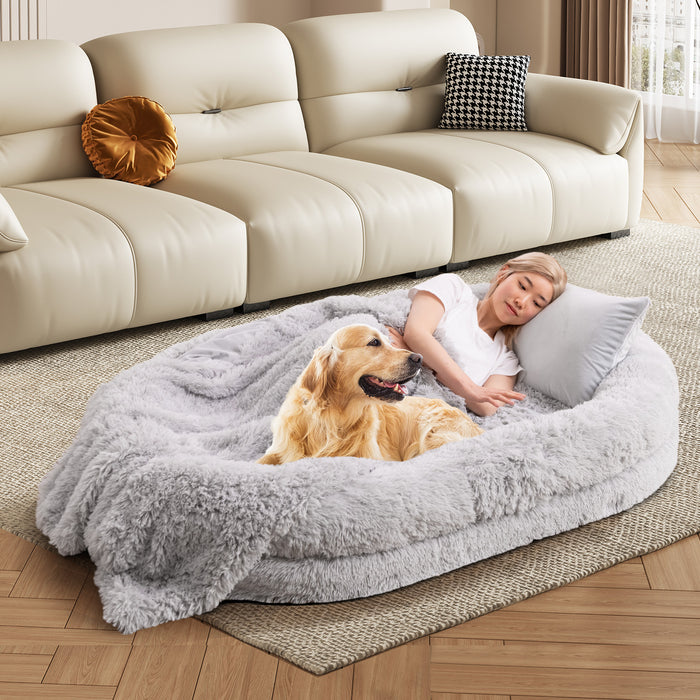 Human Dog Bed - Comfortable Pet Sleeping Solution with Soft Blanket and Plush Pillow - Ideal for Pampering Your Beloved Four-Legged Companion