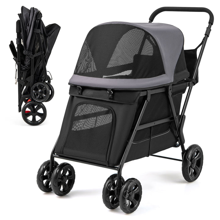 Dog Stroller Wagon with Dual Entry for Medium Small Senior Elderly Dogs-