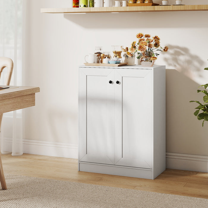 Double Door Storage Cabinet Wooden Sideboard Freestanding Kitchen Cupboard with Doors-Rustic Brown