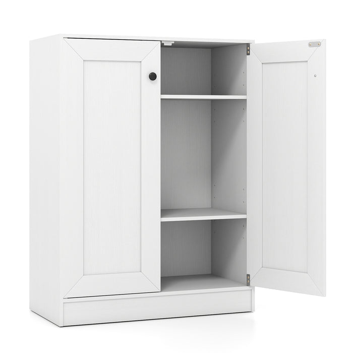 Double Door Storage Cabinet Wooden Sideboard Freestanding Kitchen Cupboard with Doors-Rustic Brown
