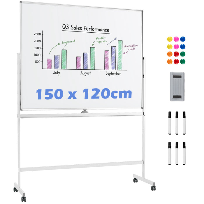 Double-Sided Magnetic Dry Erase Board with Stand-