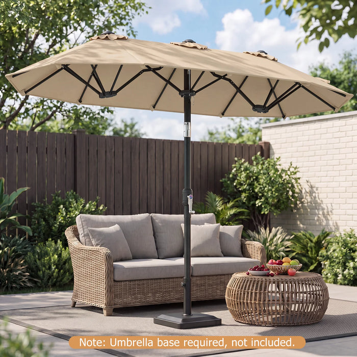 Double-Sided Patio Umbrella with Push Button Tilt and Crank and 12 Ribs-