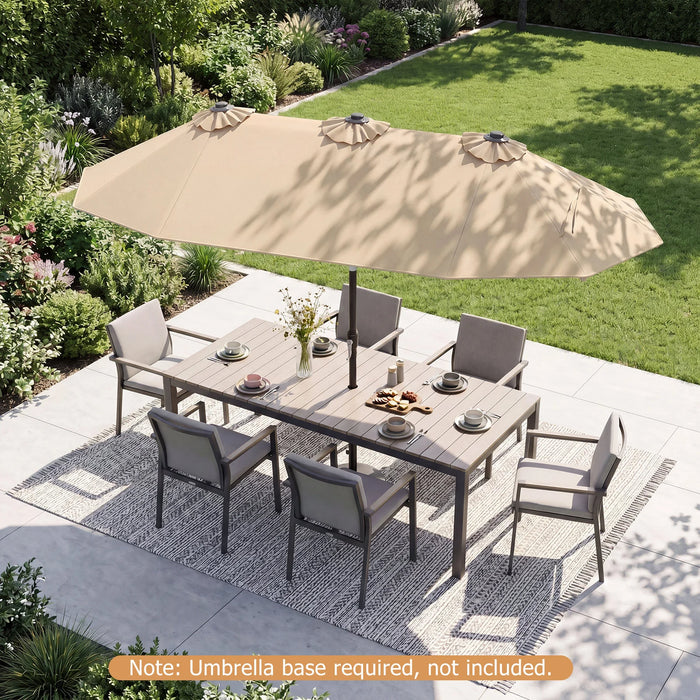 Double-Sided Patio Umbrella with Push Button Tilt and Crank and 12 Ribs-