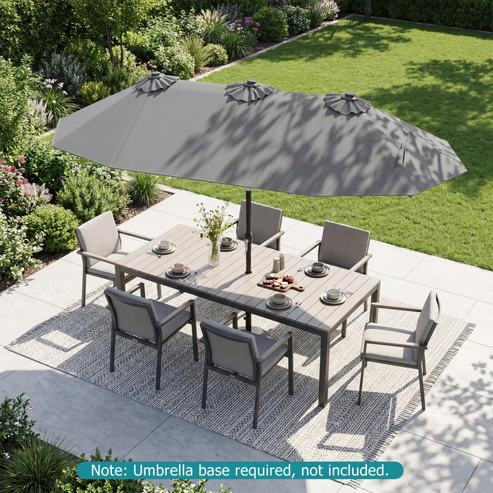 Double-Sided Patio Umbrella with Push Button Tilt and Crank and 12 Ribs-