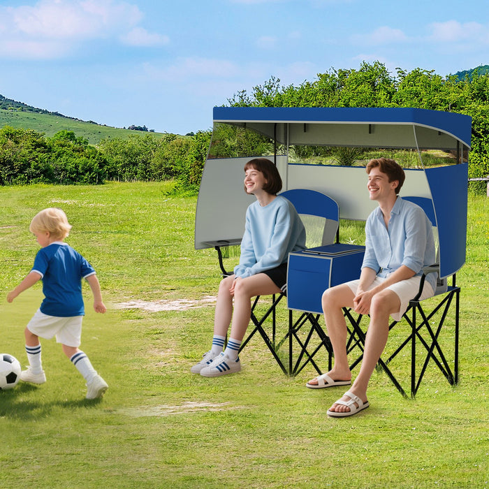 Double Beach Chair with Adjustable Canopy and Roll-up Shade-