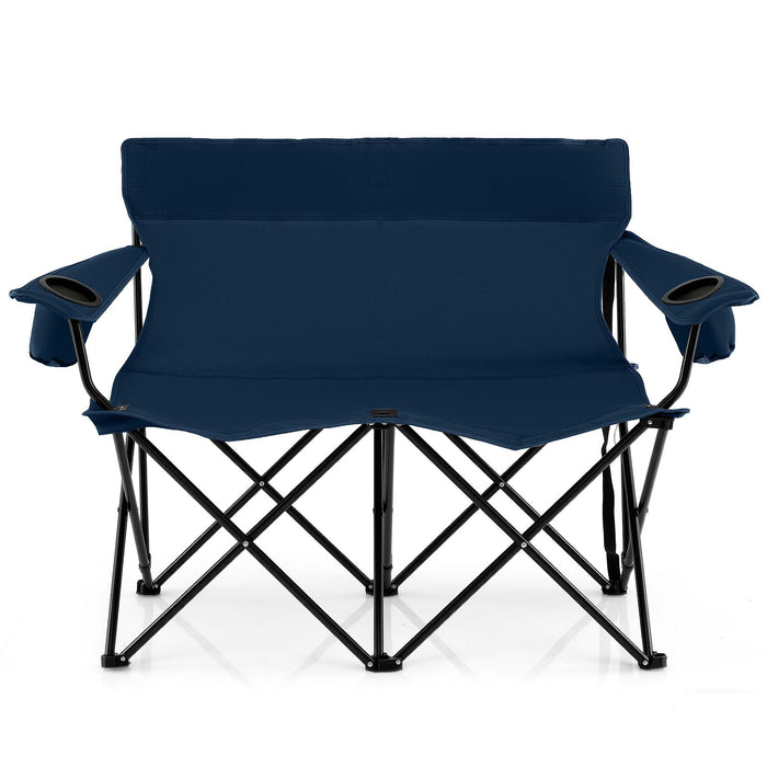 Double Camping Chair with Cup Holders and Carrying Bag-