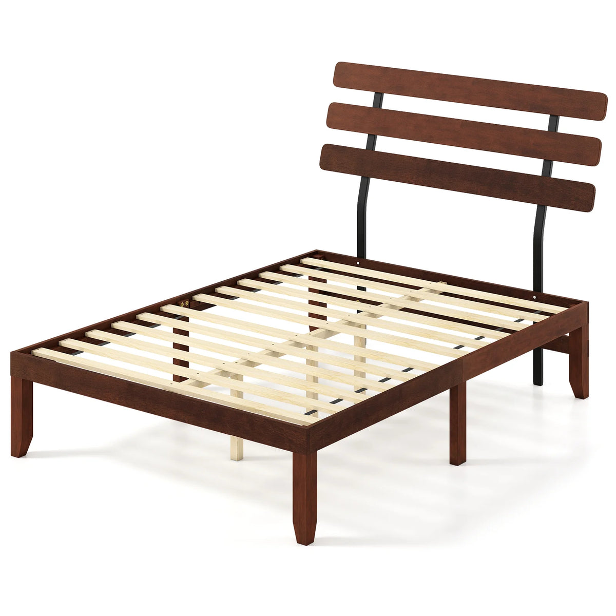 Double/King Size Bed Frame with Retro Headboard and Under-Bed Storage Space-Double Size