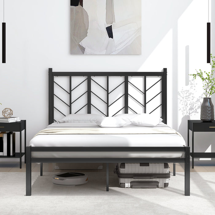 Double/King Size Platform Bed Frame with Branch-shaped Headboard-King Size