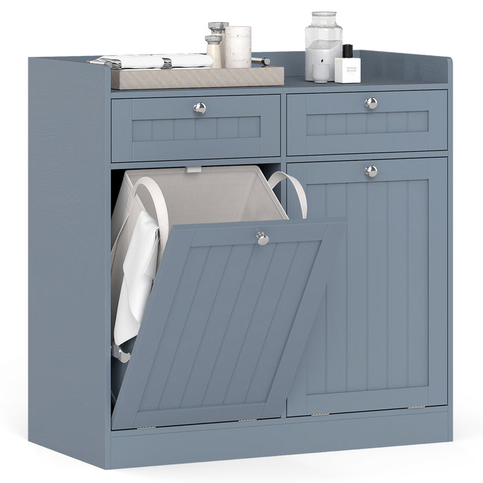 Double Tilt-Out Laundry Hamper Cabinet with Removable Baskets-