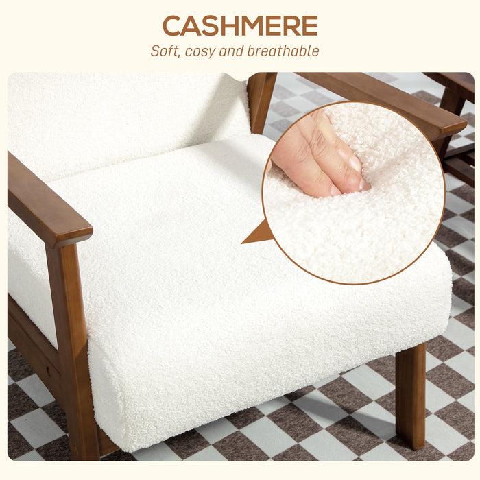 HOMCOM Boucle Seat Mid Century Accent Chair - White | Aosom UK