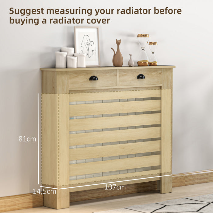HOMCOM 95.5H x 111Wcm Radiator Cover, with Drawer - Oak