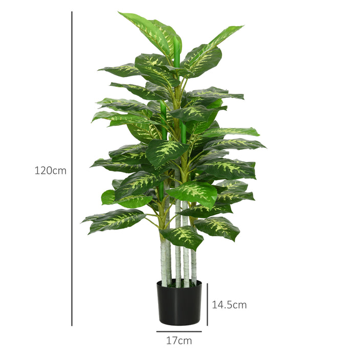 HOMCOM Artificial Evergreen Tree Fake Decorative Plant in Nursery Pot for Indoor Outdoor Decor, 120cm