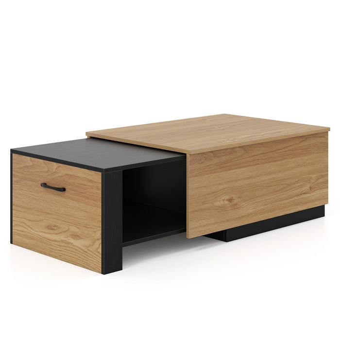 Dual-Tone Extendable Coffee Table with 2 Storage Compartments-