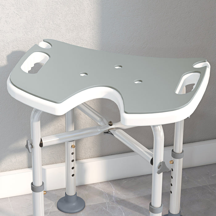 HOMCOM 39-51.5cm 'U' Seat Padded Shower Stool - Grey | Aosom UK