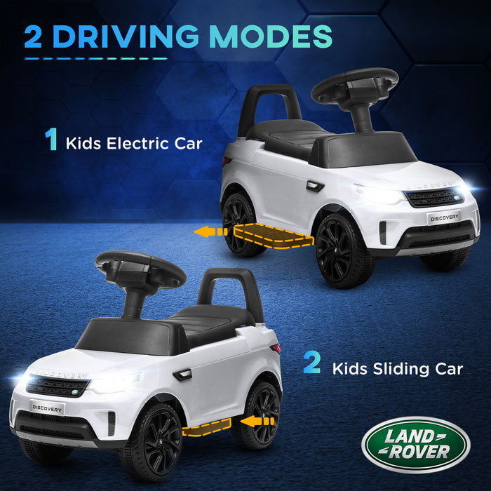AIYAPLAY 2 in 1 Land Rover Licensed 6V Kids Electric Ride On Car Sliding Car w/ Headlights Music, for 18-60 Months White | Aosom UK