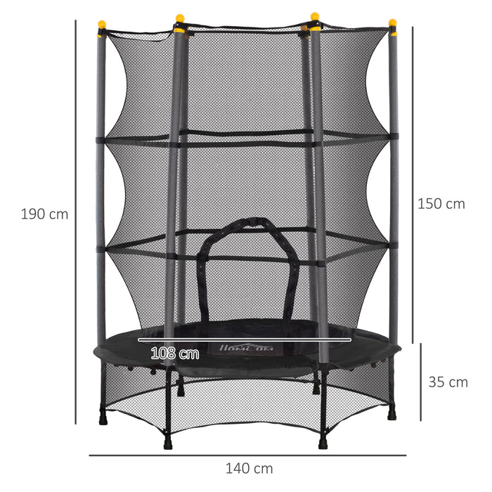 HOMCOM 4.6FT/75" Kids Trampoline, Indoor Outdoor Toddler Trampoline, with Safety Enclosure, Springless design - Black