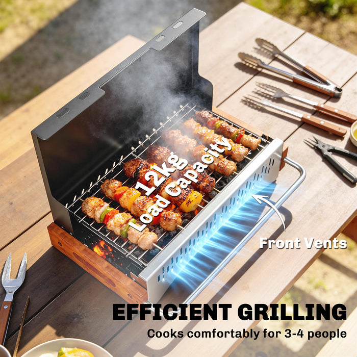 Outsunny Portable BBQ Grill, Folding Charcoal Barbecue Grill with Removable Charcoal Basin for Camping Picnic Garden Party, Black