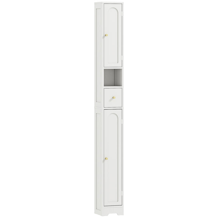 HOMCOM 185 cm Tall Bathroom Cabinet with Arched Doors - White