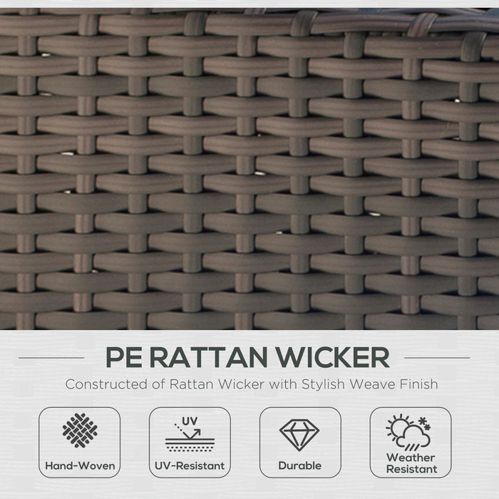 Outsunny 2 Seater Garden Furniture, Rattan Sofa with Soft Padded Cushion and Armrests, Wicker Garden Loveseat for Patio, Mixed Brown