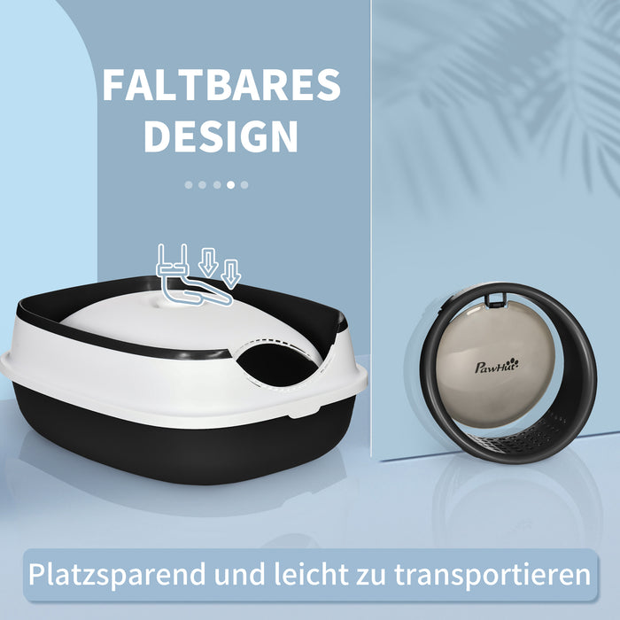 Foldable Cat Litter Box with Enclosed Lid - Easy-Clean Deodorizing Design, Includes Scoop - Convenient for Travel and Odor Control