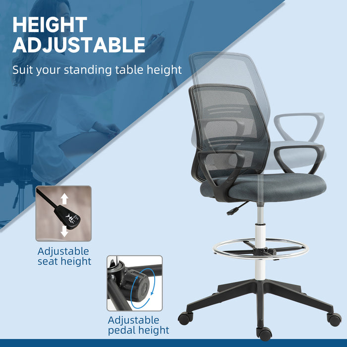 Ergonomic Mesh Back Drafting Chair - Adjustable Height & Comfortable Design for Draughtsmen - Ideal for Extended Sitting & Drawing Sessions
