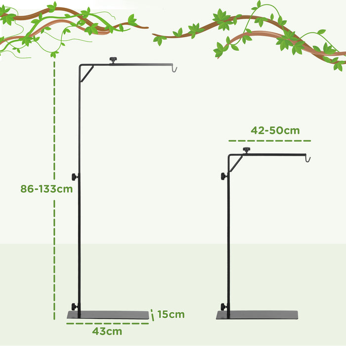 Adjustable 86-129cm Reptile Lamp Stand with Hook - Sturdy Base, Height & Length Customization - Ideal for Terrarium Heating & Lighting Solutions