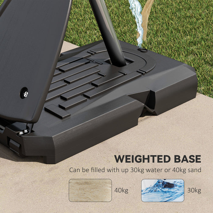 Adjustable Basketball Hoop 2.4-2.9m - Stand with Weighted Base, Wheels, Red - Perfect for Home or School Sports Outdoor Fun