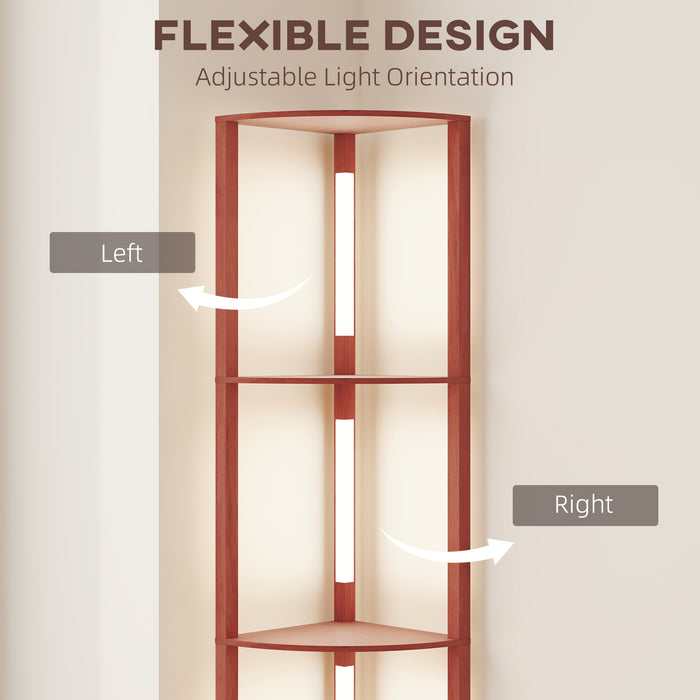 HOMCOM Corner Floor Lamp for Living Room Bedroom with Dimmable Warm White LED Light, Modern Tall Standing Lamp, Brown
