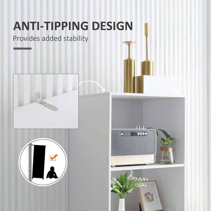 HOMCOM Narrow Sideboard Storage Cabinet, Free Standing Accent Cupboard with 3 Drawers, 2 Open Shelves for Bedroom, Living Room, Hallway, Light Grey