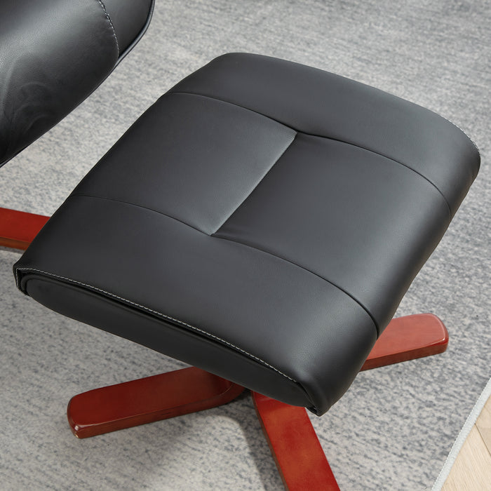 HOMCOM Faux Leather Manual Recliner and Footstool Set - Black | Aosom UK