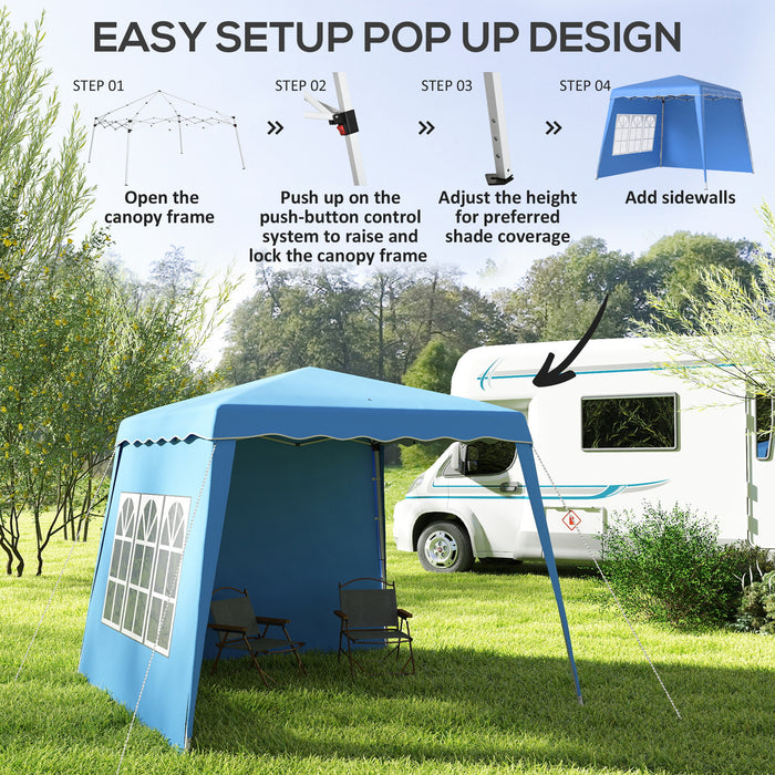 Outsunny 2.4 x 2.4m UV50+ Pop Up Gazebo - Blue