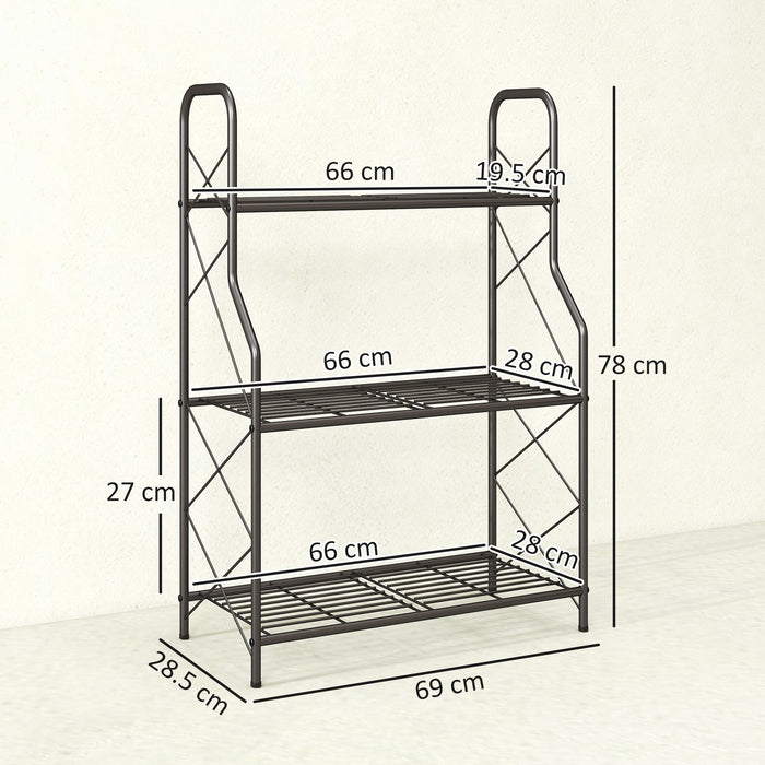 Outsunny 3-Tier Metal Plant Stand, Heavy Duty Ladder Shelf Potted Plants Display Rack, Indoor Outdoor Flower Pot Holder