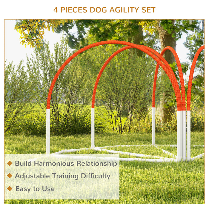 PawHut Dog Agility Equipment Set, Dog Agility Training Equipment for Dogs w/ Oxford Carry Bag, 4 PCS Weave Poles Orange | Aosom UK