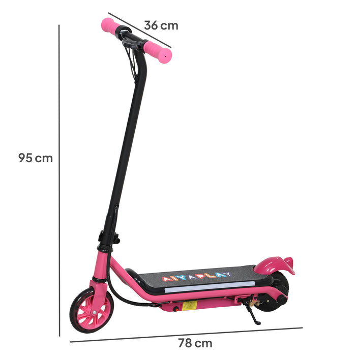 AIYAPLAY Electric Scooter for Kids Ages 6-14, with Dual Brakes, Flash Wheel and Colourful Light, Kids Electric Scooter E Scooter, Up to 12 KM/H & 10 KM, Pink