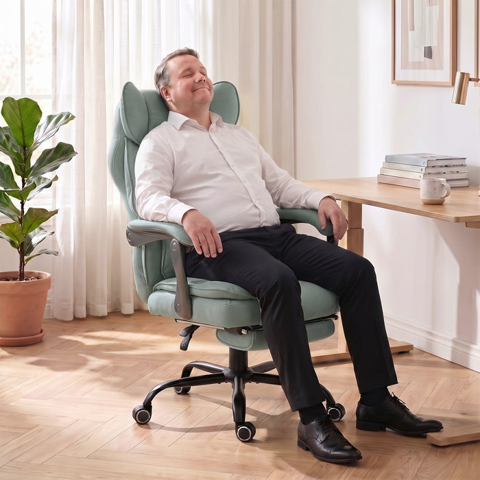 HOMCOM Executive Office Chair, Leathaire Big and Tall Office Chair 180 kg with Wide Seat, Reclining, Lumbar Support, Blue