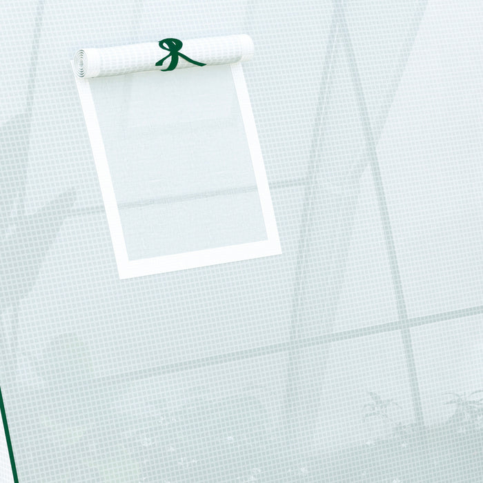 Outsunny Polytunnel Greenhouse with Sandbags, Walk-In Tunnel Green House with 2 Doors and Screen Windows, 1.8 x 1.8 x 2m, White