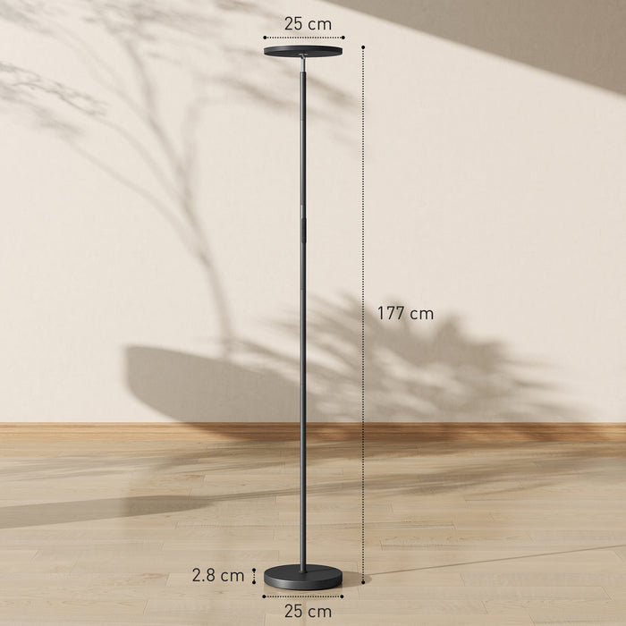 HOMCOM RGB Uplighter Floor Lamp, Tall Dimmable Standing Lamp with Remote & Touch Control, 350° Rotatable Head for Living Room Bedroom, 2700K-6000K Colour Temperatures, Black