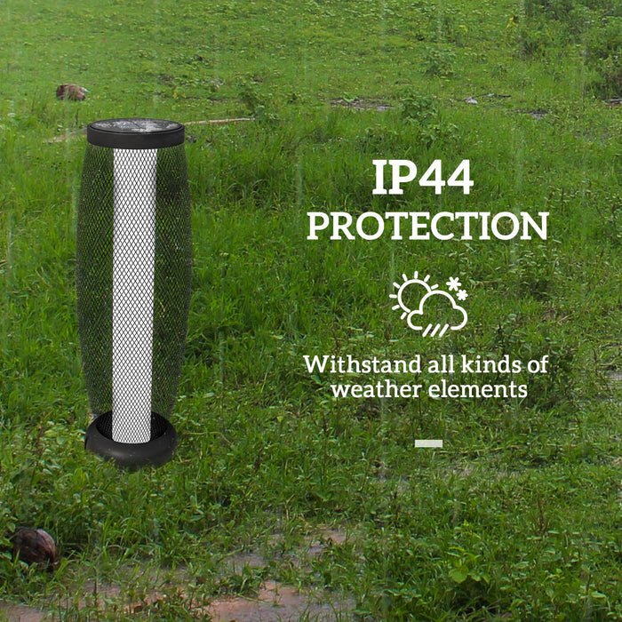 Outsunny Garden Solar Lamp, 71.5 cm Tall Metal Floor Lamp, Auto On/Off LED Solar Garden Light with Metal Wire Shade, IP44 for Outdoor, Porch, Pathway, Terrace, Black