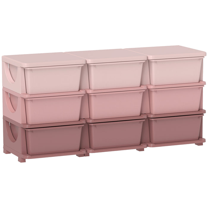 HOMCOM Kids Storage Unit, with Nine Drawers - Pink