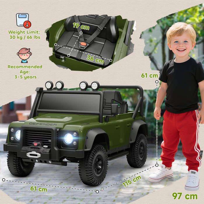 AIYAPLAY Kids Ride On Car with Remote Control, Music, Horn, 4 Spring Suspension Wheels, LED Lights for 3-5 Years Old, Green