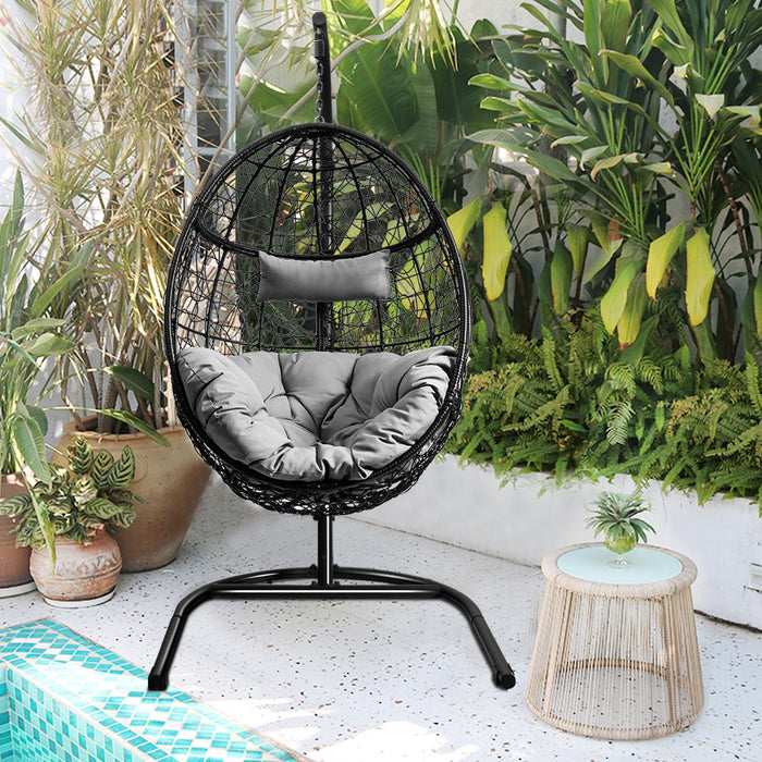 Egg Swing Chair with Stand and Ultraviolet-Resistant Seat Cushion-