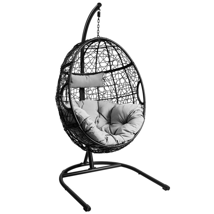 Egg Swing Chair with Stand and Ultraviolet-Resistant Seat Cushion-