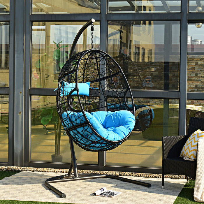 Egg Swing Chair with Stand and Ultraviolet-Resistant Seat Cushion-
