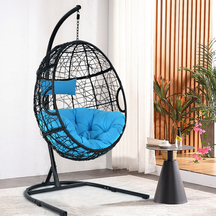 Egg Swing Chair with Stand and Ultraviolet-Resistant Seat Cushion-