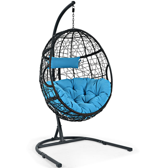 Egg Swing Chair with Stand and Ultraviolet-Resistant Seat Cushion-