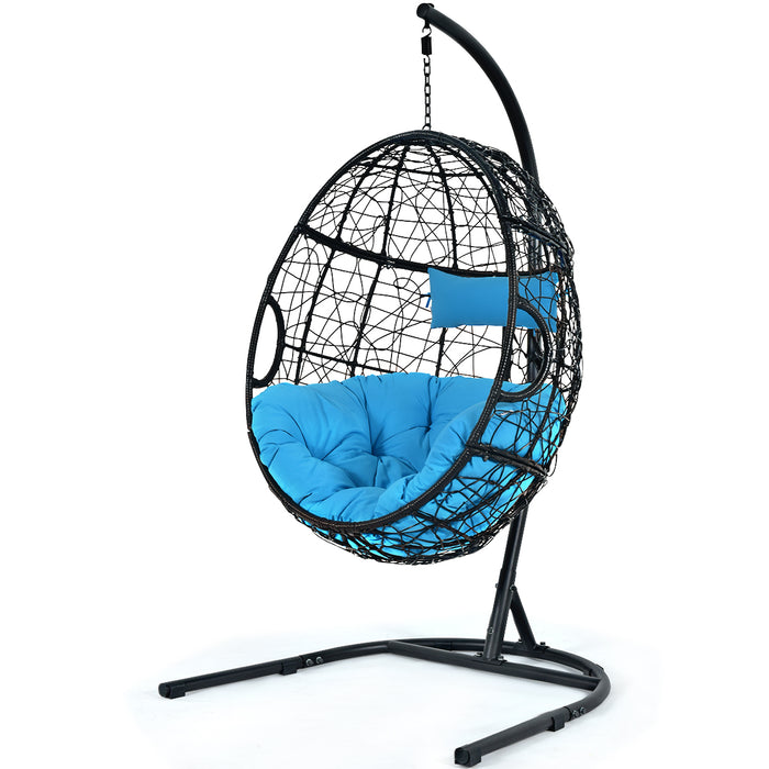 Egg Swing Chair with Stand and Ultraviolet-Resistant Seat Cushion-