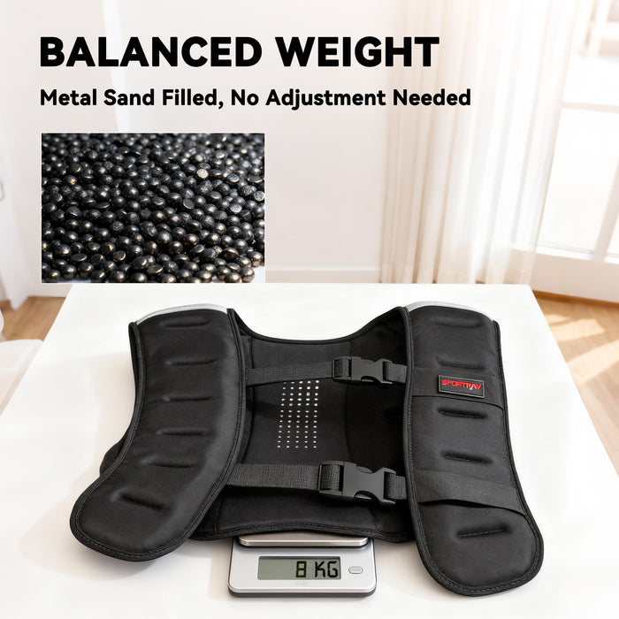 SPORTNOW Weighted Vest, 8 kg Weight Vest with Adjustable Straps, Reflective Strips, Black