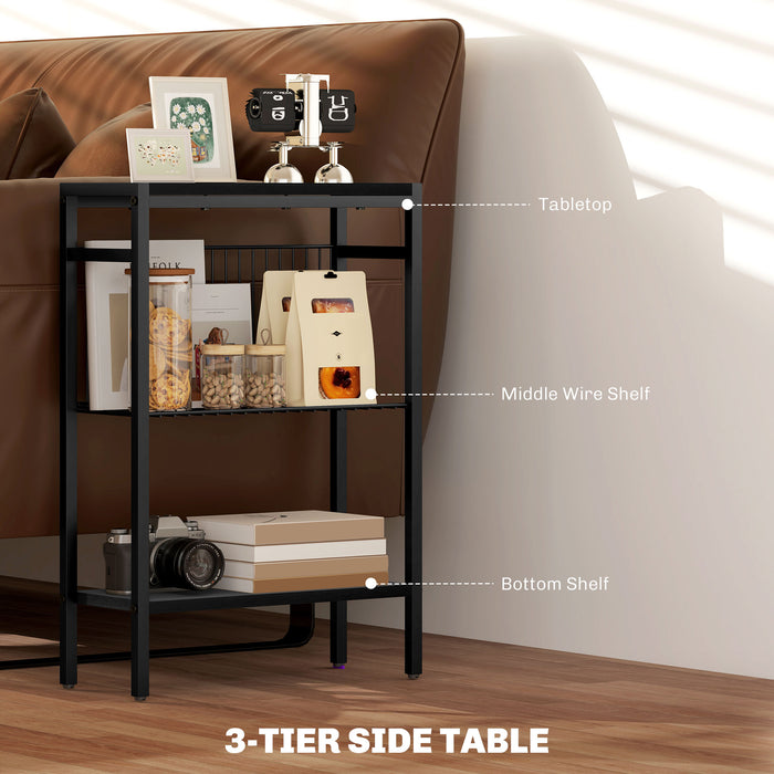 HOMCOM Three Shelf Industrial Side Table, Black | Aosom UK